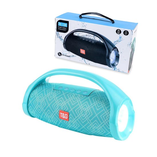 T&G MINI WATERPROOF WIRELESS BLUETOOTH SPEAKER TG-136 FM/AUX/USB LED LIGHT SKY BLUE T&G MINI WATERPROOF WIRELESS BLUETOOTH SPEAKER TG-136 FM/AUX/USB LED LIGHT SKY BLUE